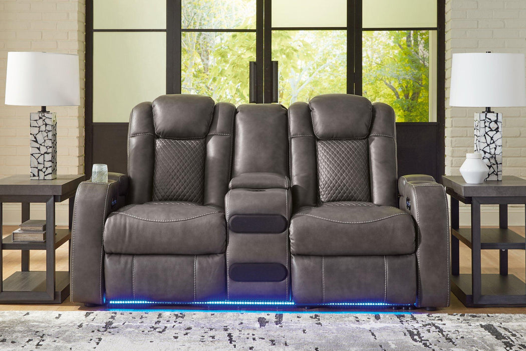 Fyne-Dyme Power Reclining Loveseat with Console Presidents Day Sale