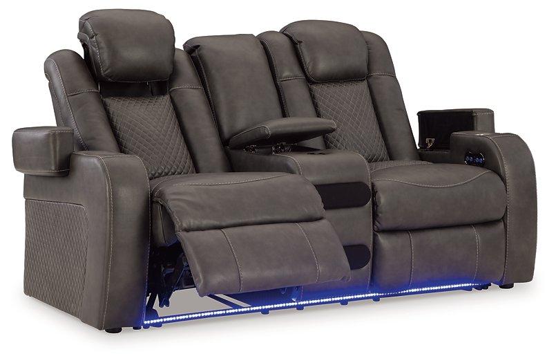 Fyne-Dyme Power Reclining Loveseat with Console Presidents Day Sale