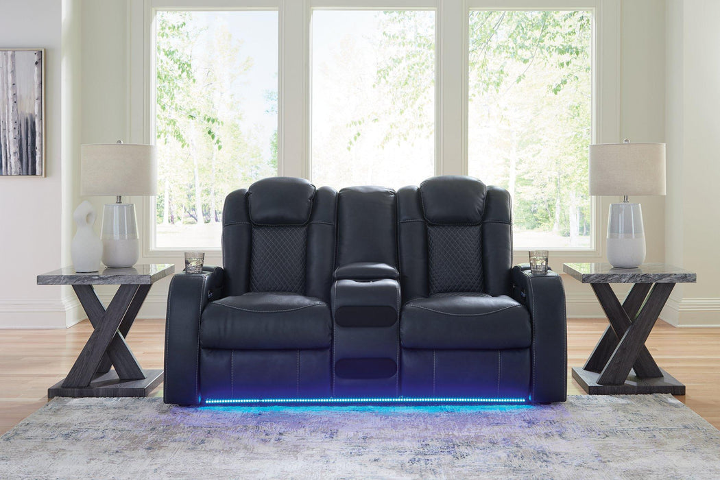 Fyne-Dyme Power Reclining Loveseat with Console Presidents Day Sale