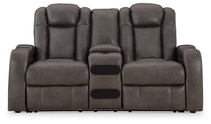 Fyne-Dyme Power Reclining Loveseat with Console Presidents Day Sale