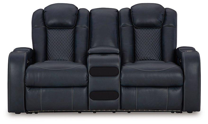 Fyne-Dyme Power Reclining Loveseat with Console Presidents Day Sale