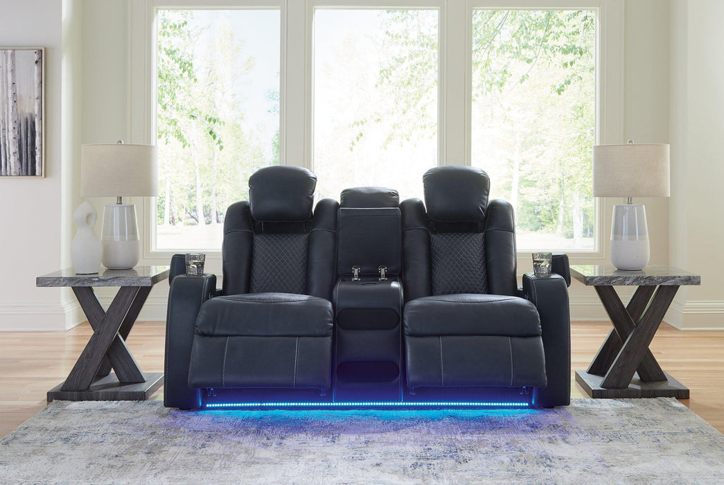Fyne-Dyme Power Reclining Loveseat with Console Presidents Day Sale